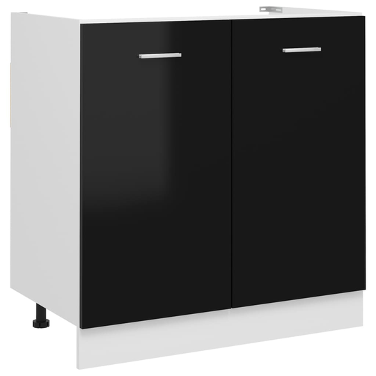 vidaXL Underskåp för diskho svart högglans 80x46x81,5 cm spånskiva
