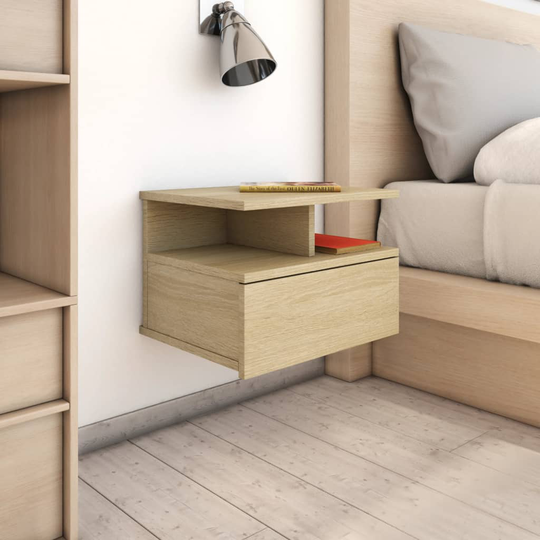 vidaXL Svävande sängbord sonoma-ek 40x31x27 cm spånskiva