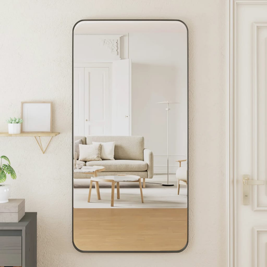 vidaXL Väggmonterad spegel svart 50x100 cm rektangulär