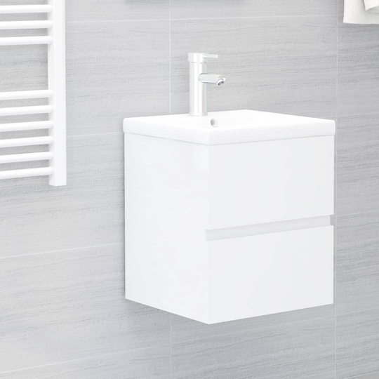 vidaXL Tvättställsskåp vit högglans 41x38,5x45 cm spånskiva