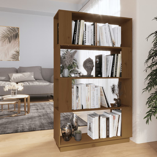 vidaXL Bokhylla/rumsavdelare honungsbrun 80x25x132 cm massivt trä