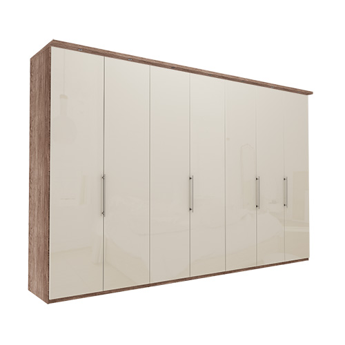 Garderob Atlanta - Mörk rustik ek 350 cm, 216 cm, Med kornisch