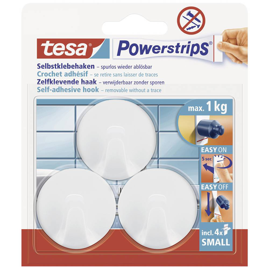 Tesa Powerstrip® Small rund krok Vit POWERSTRIPS® tesa Innehåll: 3 st