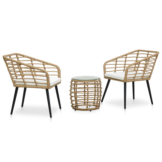 vidaXL Caféset 3 delar konstrotting ek