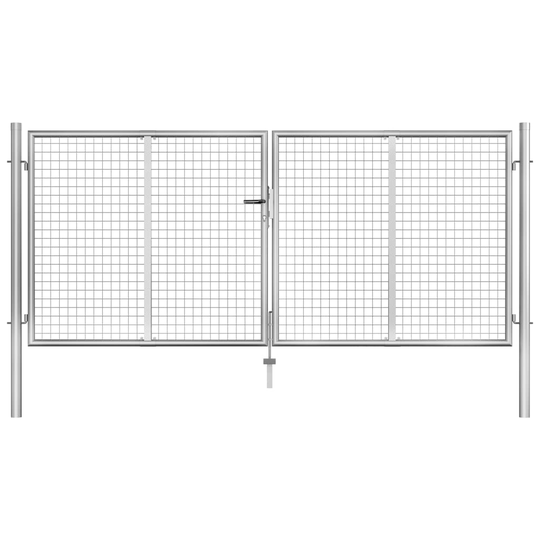 vidaXL Trädgårdsgrind galvaniserat stål 306x175 cm silver