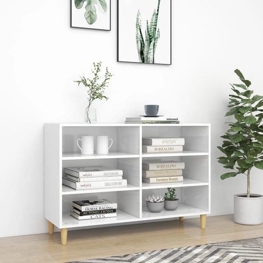 vidaXL Skänk vit högglans 103,5x35x70 cm spånskiva