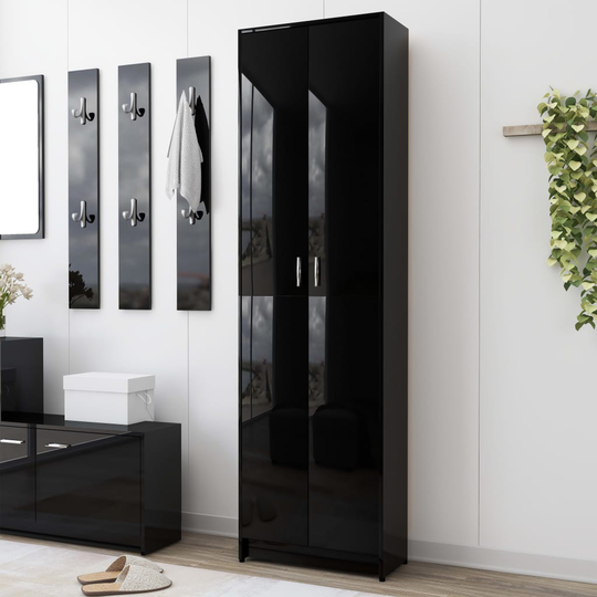 vidaXL Hallgarderob svart högglans 55x25x189 cm spånskiva