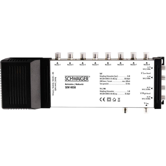 Schwaiger SEW4058 SAT multiswitch Input (SAT): 5 (4 satellit / 1 markbunden) Abonnenter: 8