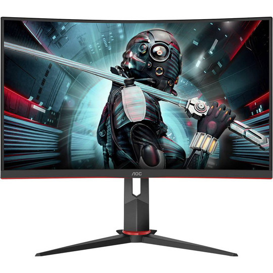 AOC CQ27G2U/BK Spelskärm 68.6 cm (27 tum) 2560 x 1440 pixel QHD 1 ms HDMI, DisplayPort, USB 3.2 Gen 1 (USB 3.0), Audio Line In, Hörlurar (3.5 mm) VA LED