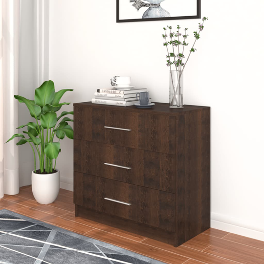 vidaXL Byrå spånskiva 71x35x68 cm rökfärgad ek