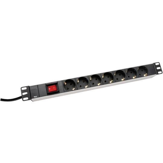 Digitus DN-19 PDU-7S 19 tum Nätverksskåp-förgreningsdosa Jordat uttag med switch