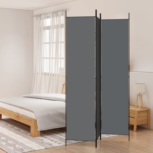 vidaXL Rumsavdelare 3 paneler antracit 150x220 cm tyg