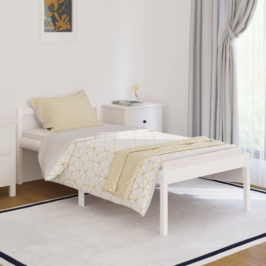 vidaXL Sängram vit massiv furu 90x190 cm 3FT
