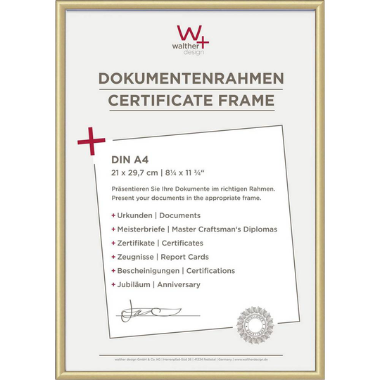 walther+ design Växelram akryl KV130G Pappersformat: DIN A4 Guld