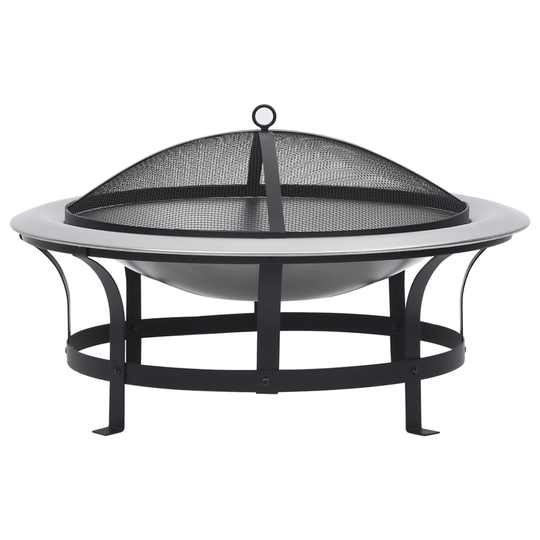 vidaXL Eldfat med grill rostfritt stål 76 cm