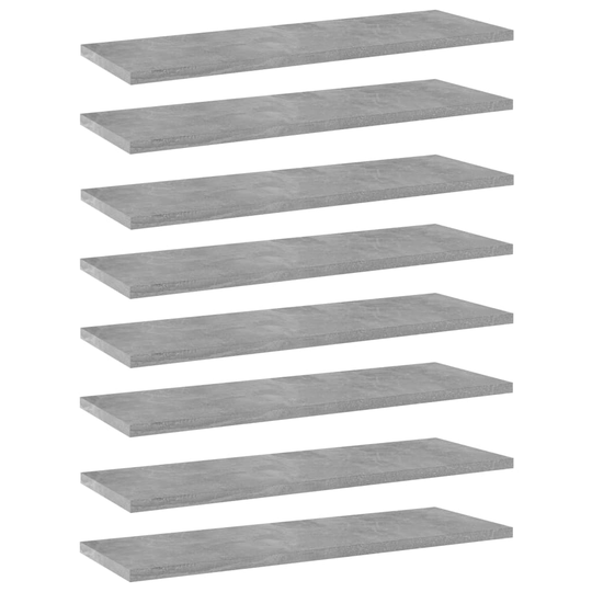vidaXL Hyllplan 8 st betonggrå 60x20x1,5 cm spånskiva