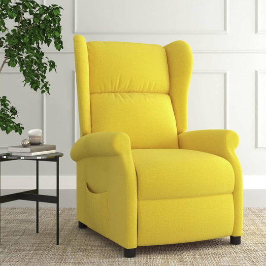 vidaXL Reclinerfåtölj ljusgul tyg