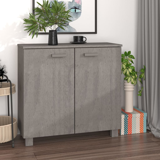 vidaXL Skänk ljusgrå 85x35x80 cm massiv furu