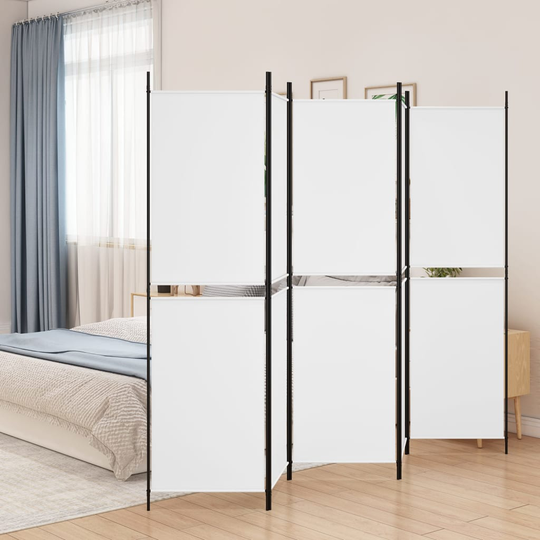 vidaXL Rumsavdelare 4 paneler vit 250x200 cm tyg