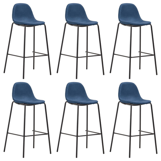 vidaXL Barstolar 6 st blå tyg