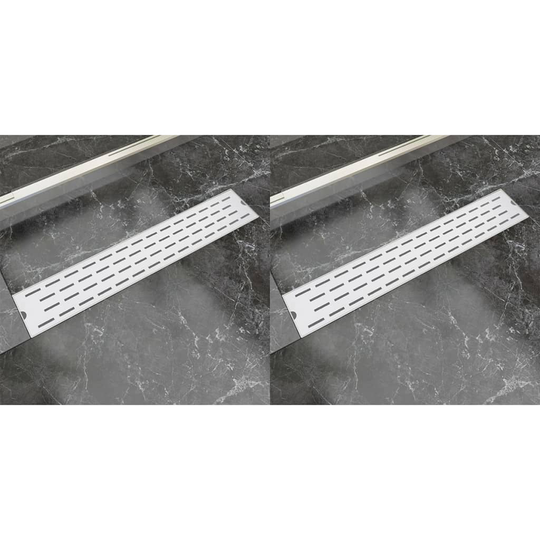 vidaXL Avlång golvbrunn 2 st rak rostfritt stål 630x140 mm