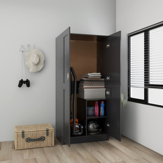 vidaXL Garderob grå 82,5x51,5x180 cm konstruerat trä