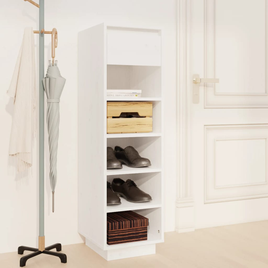 vidaXL Skoskåp vit 34x30x105 cm massiv furu