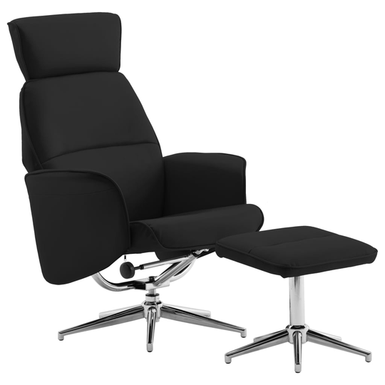 vidaXL Reclinerfåtölj med fotpall svart konstläder