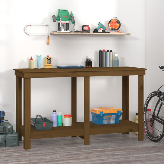 vidaXL Skobänk honungsbrun 140x50x80 cm massiv furu