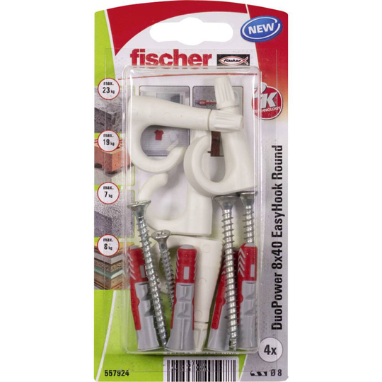 Fischer DuoPower 8x40 EasyHook Round K (4) Pluggsortiment 557924 1 set