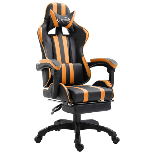vidaXL Gamingstol med fotstöd orange konstläder
