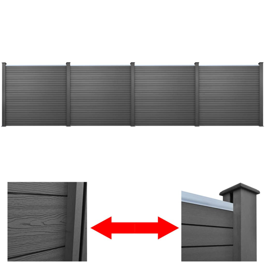 vidaXL Staketpanel trädgård 4 st WPC 715 cm grå