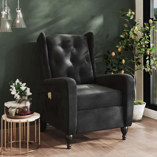 vidaXL Massagefåtölj svart sammet