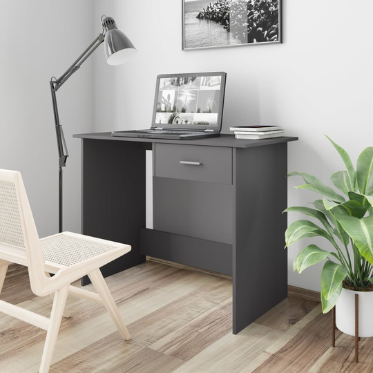 vidaXL Skrivbord grå 100x50x76 cm spånskiva