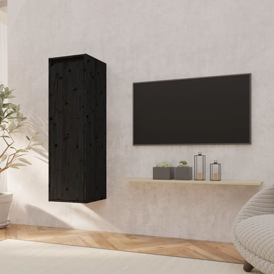 vidaXL Väggskåp svart 30x30x100 cm massiv furu