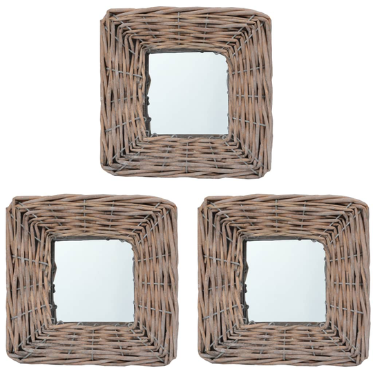vidaXL Spegel 3 st 15x15 cm korgmaterial
