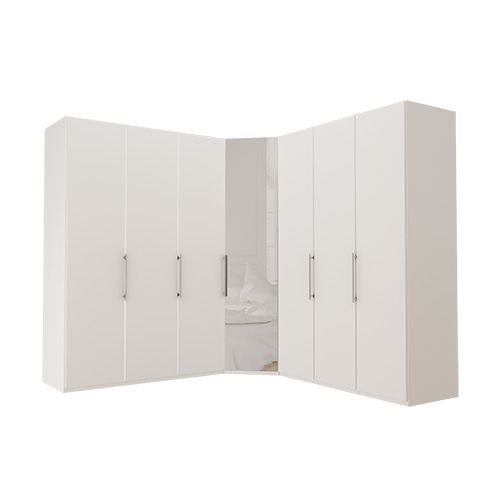 Garderob Atlanta - Vit 150 + hörn + 150, 236 cm, Vit