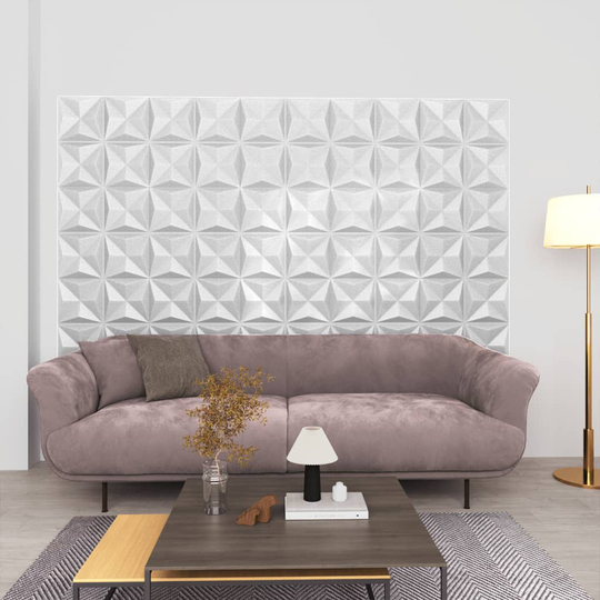 vidaXL 3D Väggpaneler 24 st 50x50 cm origami vit 6 m²