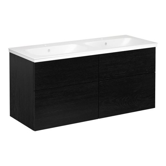 Gustavsberg Artic Kommodpaket grepplist, svart ek, 120 cm, dubbla bassänger