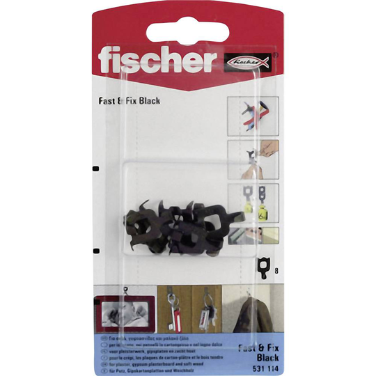 Fischer vägghakar Fast & Fix Black K 8 st.
