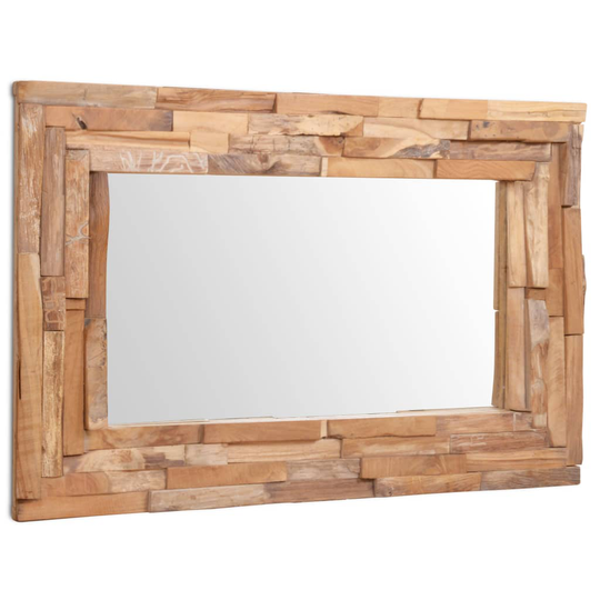 vidaXL Prydnadsspegel teak 90x60 cm rektangulär