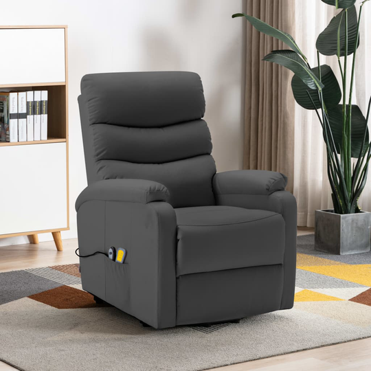 vidaXL Massagefåtölj med uppresningsfunktion antracit konstläder