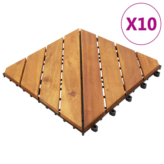 vidaXL Trall 10 st 30x30 cm massivt akaciaträ