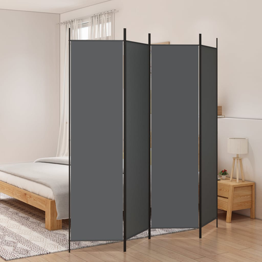 vidaXL Rumsavdelare 4 paneler antracit 200x200 cm tyg