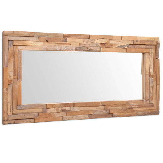 vidaXL Prydnadsspegel teak 120x60 cm rektangulär