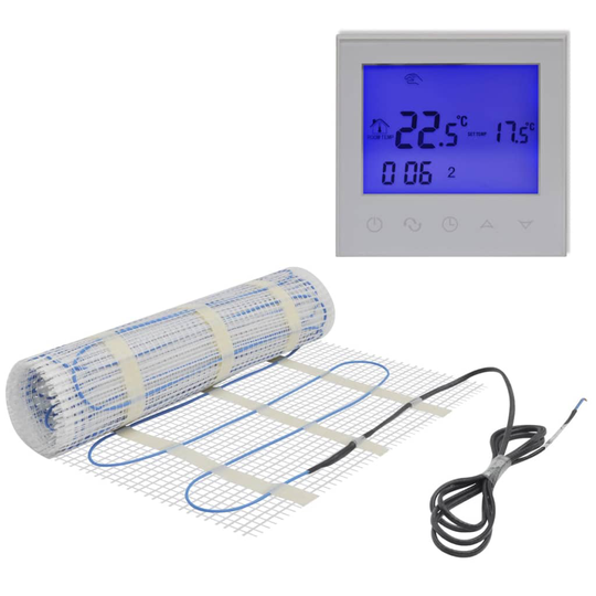 Golvvärmematta 6 m² 200 W/m² twin med digital touch-screen termostat