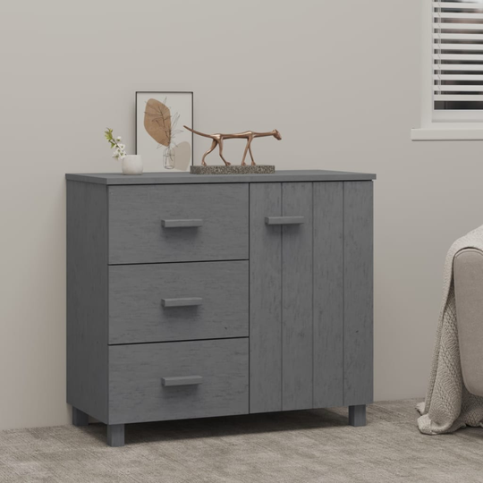 vidaXL Skänk mörkgrå 90x40x80 cm massiv furu