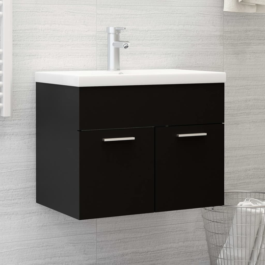 vidaXL Tvättställsskåp svart 60x38,5x46 cm spånskiva