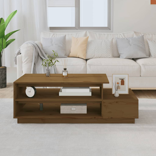 vidaXL Soffbord honungsbrun 120x50x40,5 cm massiv furu