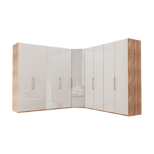 Garderob Atlanta - Ljus rustik ek 200 + hörn + 200, 236 cm